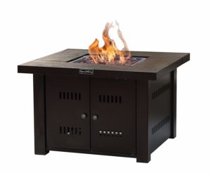 Legacy Heating 38 inch Square Gas Fire Table Hammered Gold