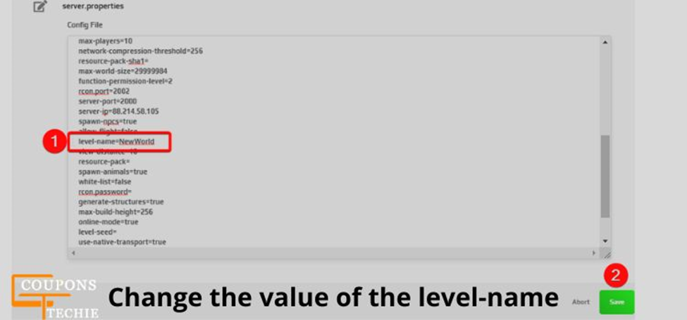 Change the value of the level-name